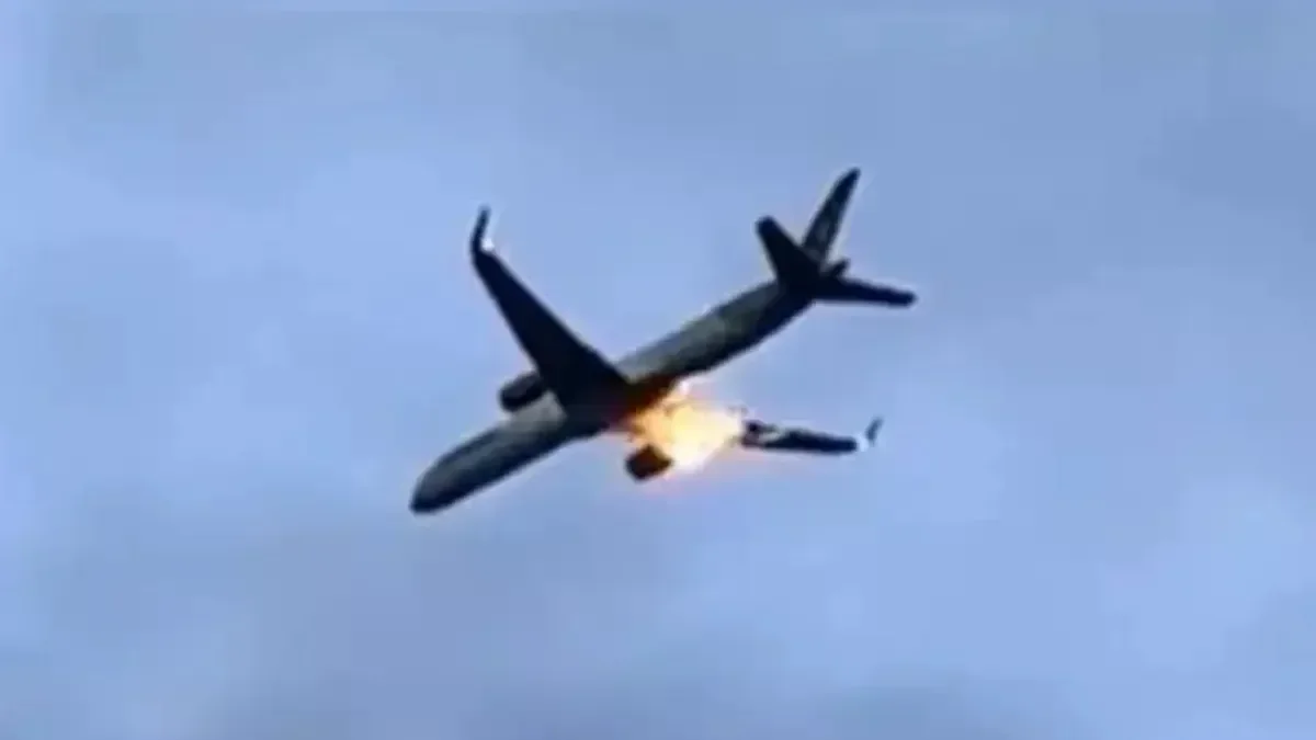 Passenger plane engine catches fire after takeoff